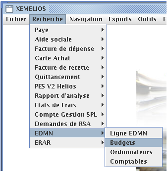 Menu recherche