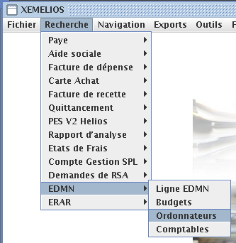 Menu Recherche