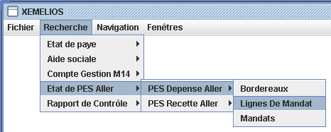 Recherche ligne Mandat Depense
