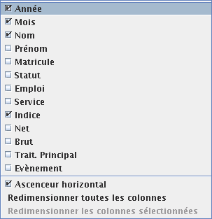 menu personnalisation