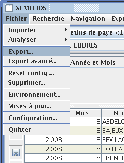 menu Fichier / Export